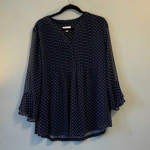 Navy flowy blouse with small print